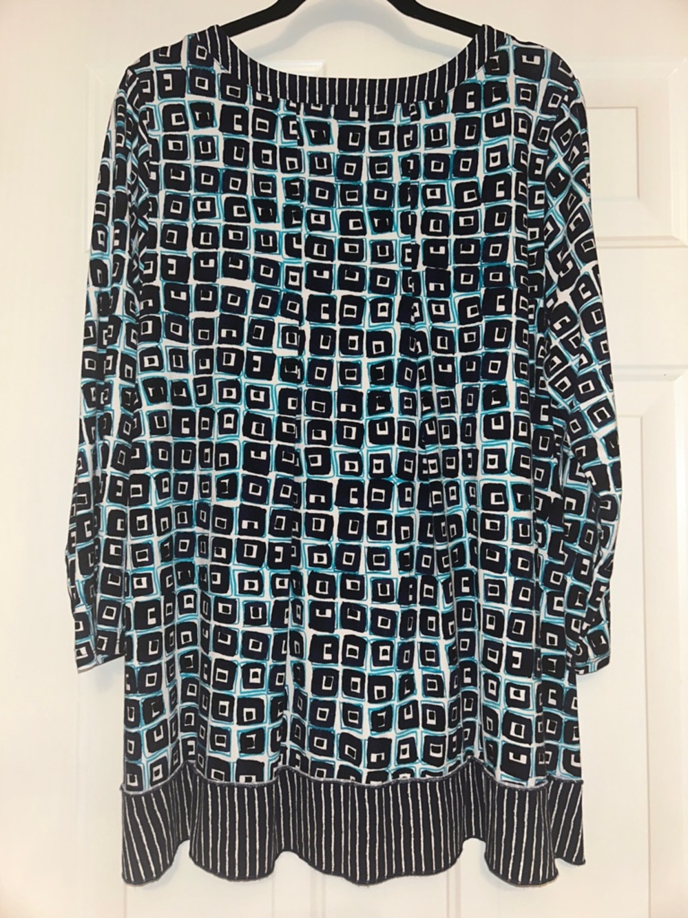 Habitat CORE TRAVEL CUBISM TUNIC XL Navy Geometric Square Career Relaxed Artsy - Picture 9 of 16